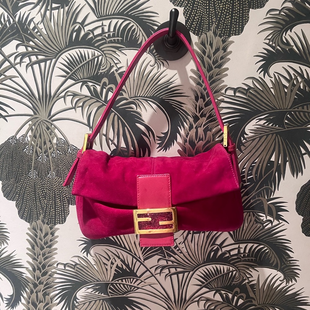 Vintage Fendi Suede Hot Pink Fuchsia Baguette